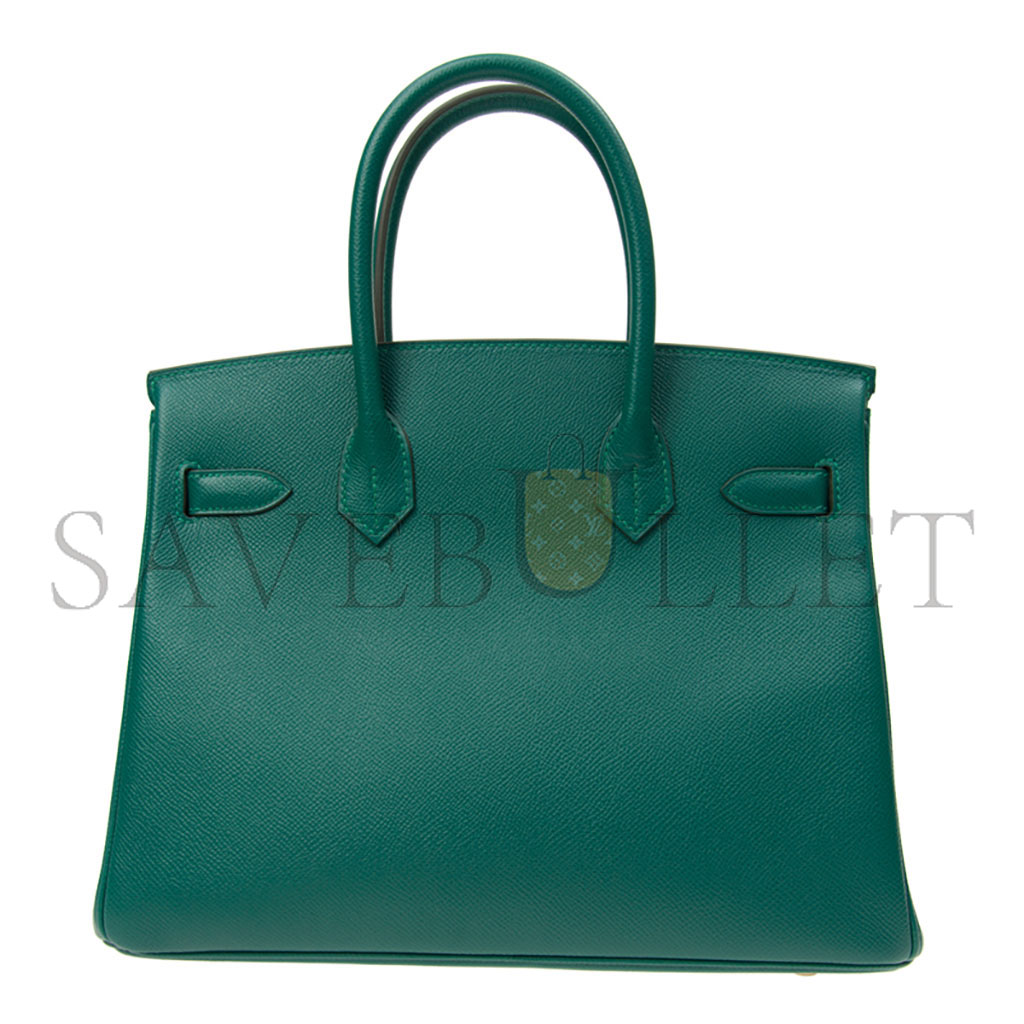 HERMES MASTER BIRKIN 30 EPSOM VELVET GREEN GOLD BUCKLE BAG BK30Z6EPGP (30*23*15cm)